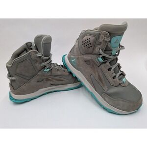 Altra Lone Peak Mid Waterproof Trail Hiking Boots Women's US 9.5 Wide Gray Aqua